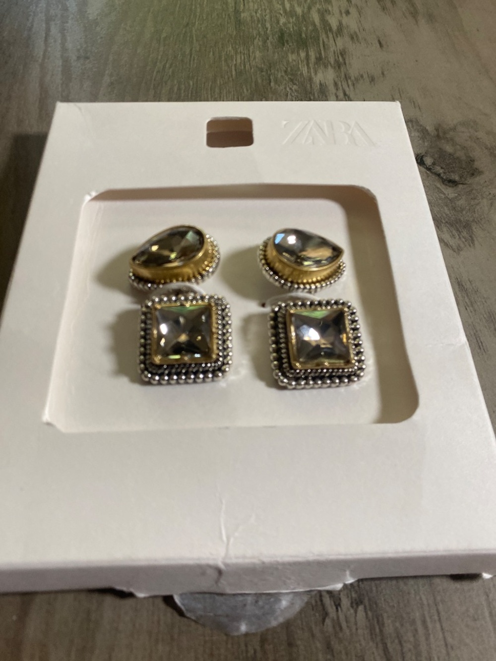 NWT Zara Double Rhinestones Earrings - Picture 6 of 8